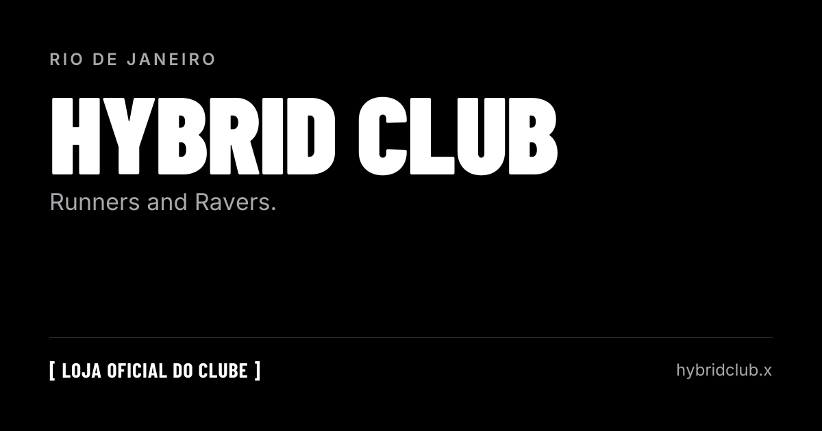 Página inicial da loja Hybrid Club com bandeira do clube e chamada "Roupa pro treino, pra pista, pra vida"